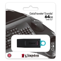Kingston DataTraveler Exodia 64GB USB 3.2 Black with Cyan loop USB Flash Drive