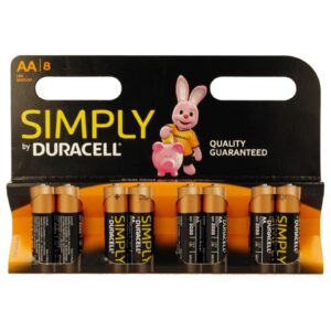 Duracell Simply Alkaline Pack of 8 AA Batteries