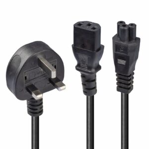 LINDY 30374 2.5m UK 3 Pin Plug to IEC C13 & IEC C5 Splitter Extension Cable