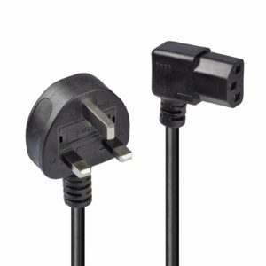 LINDY 30446 1m UK 3 Pin Plug to Right Angled IEC C13 Mains Power Cable