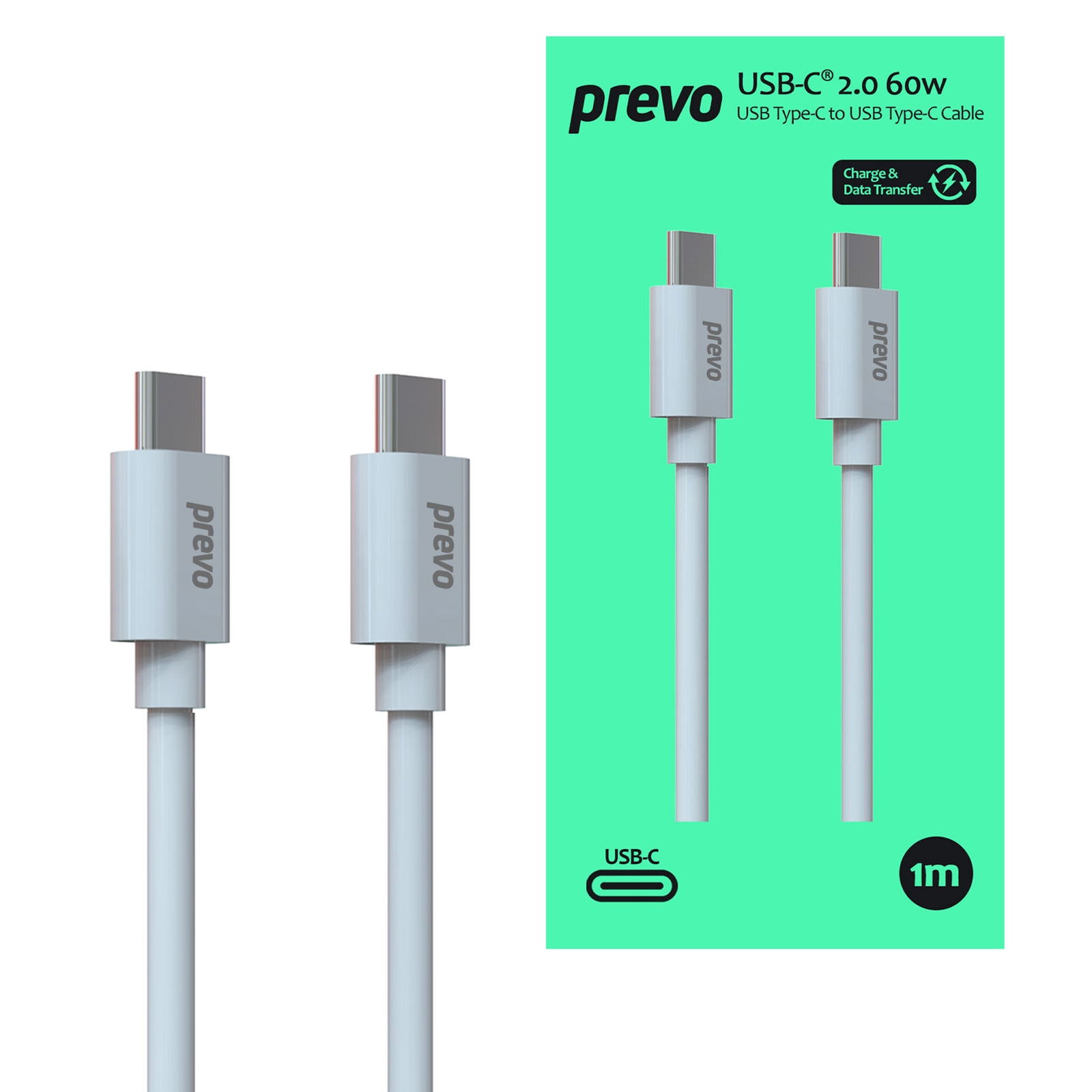 Prevo USB 2.0  60W C to C PVC cable