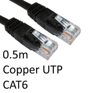 RJ45 (M) to RJ45 (M) CAT6 0.5m Black OEM Moulded Boot Copper UTP Network Cable