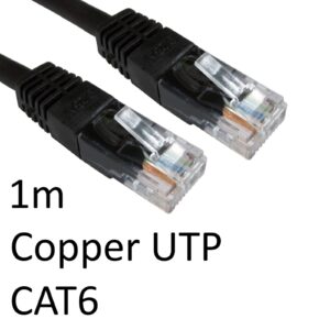 RJ45 (M) to RJ45 (M) CAT6 1m Black OEM Moulded Boot Copper UTP Network Cable