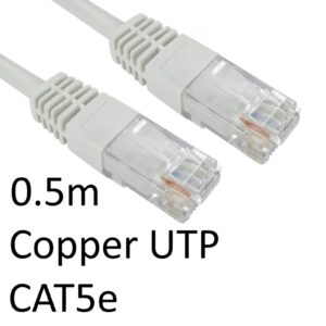 RJ45 (M) to RJ45 (M) CAT5e 0.5m White OEM Moulded Boot Copper UTP Network Cable