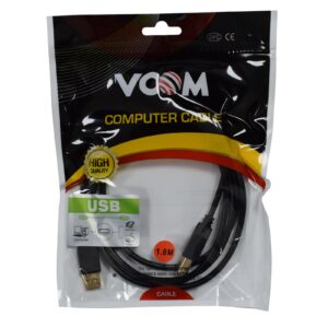 VCOM USB 2.0 A (M) to USB 2.0 B (M) 1.8m Black Retail Packaged Gold Plated Printer/Scanner Data Cable