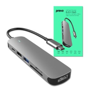 Prevo C605A USB Type-C 6-In-1 Hub Docking Station with HDMI