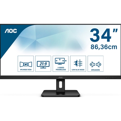 AOC Q34E2A 34" 75Hz 4ms IPS Widescreen Full HD HDMI/DisplayPort Monitor