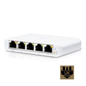 Ubiquiti USW-FLEX-MINI UniFi USW Flex Mini 5 Port Smart Managed POE/USB C Powered Gigabit Network Switch (UK Plug)