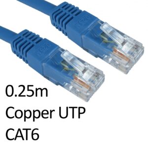 RJ45 (M) to RJ45 (M) CAT6 0.25m Blue OEM Moulded Boot Copper UTP Network Cable