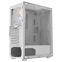 CIT Galaxy White Mid-Tower PC Gaming Case with 1 x LED Strip 1 x 120mm Rainbow RGB Fan Included Tempered Glass Side Panel