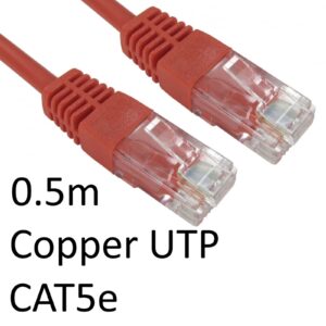 RJ45 (M) to RJ45 (M) CAT5e 0.5m Red OEM Moulded Boot Copper UTP Network Cable