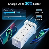 Power Surge Protection 2M Cable White