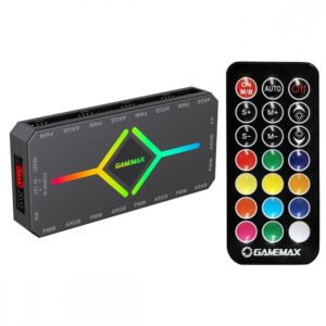 GameMax V4 ARGB PWM 9-Port Black Fan Hub
