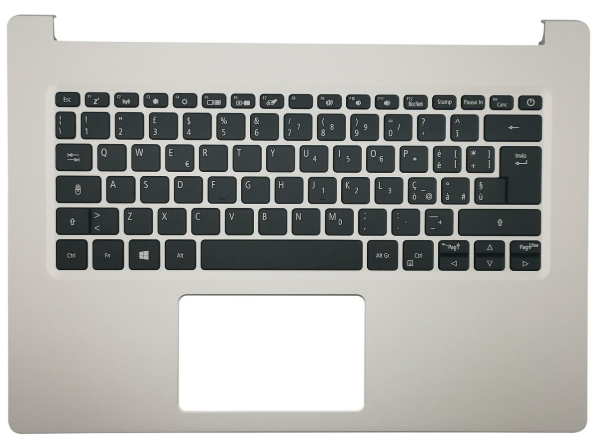 Acer Aspire Palmrest with Keyboard, Silver - German Keyboard