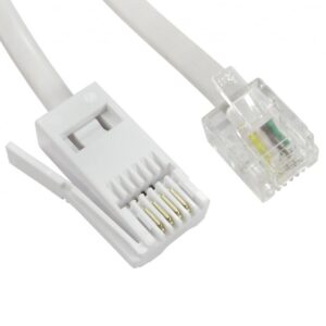 White BT to RJ11 Telephone Cable - 2m - 88BT-202